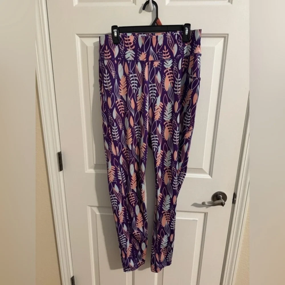 POP Fit New Harlow Leggings Puprle Pink Turqouise Pockets 2XL
